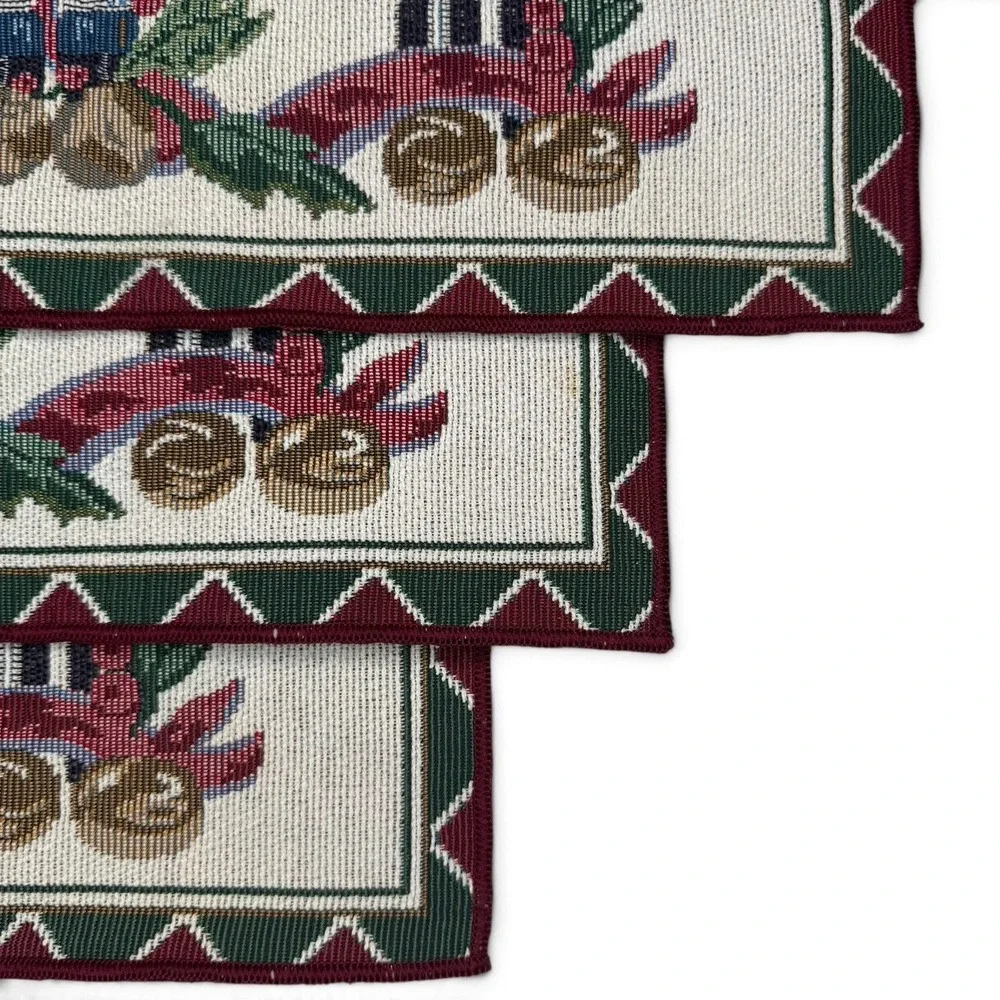 Set of 3 Vintage Nutcracker Tapestry Placemats Classic Traditional Christmas